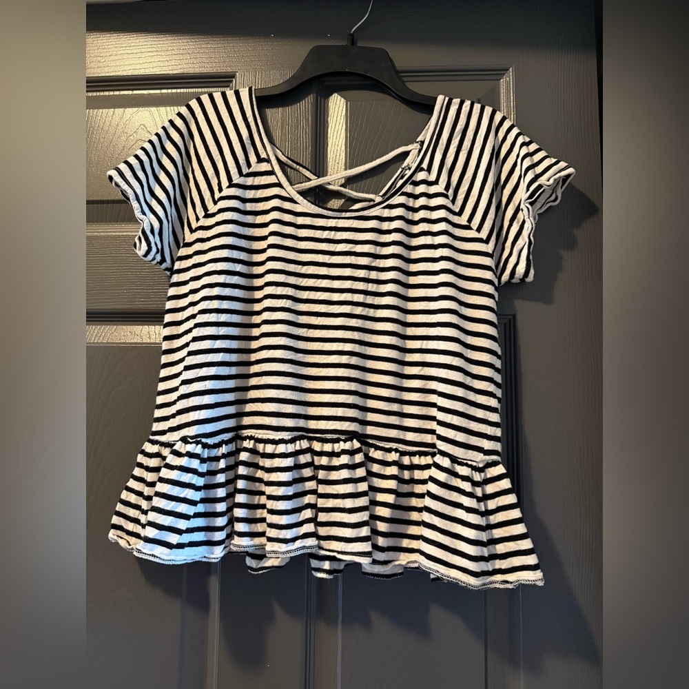 Lucky Brand Monochrome Striped Top